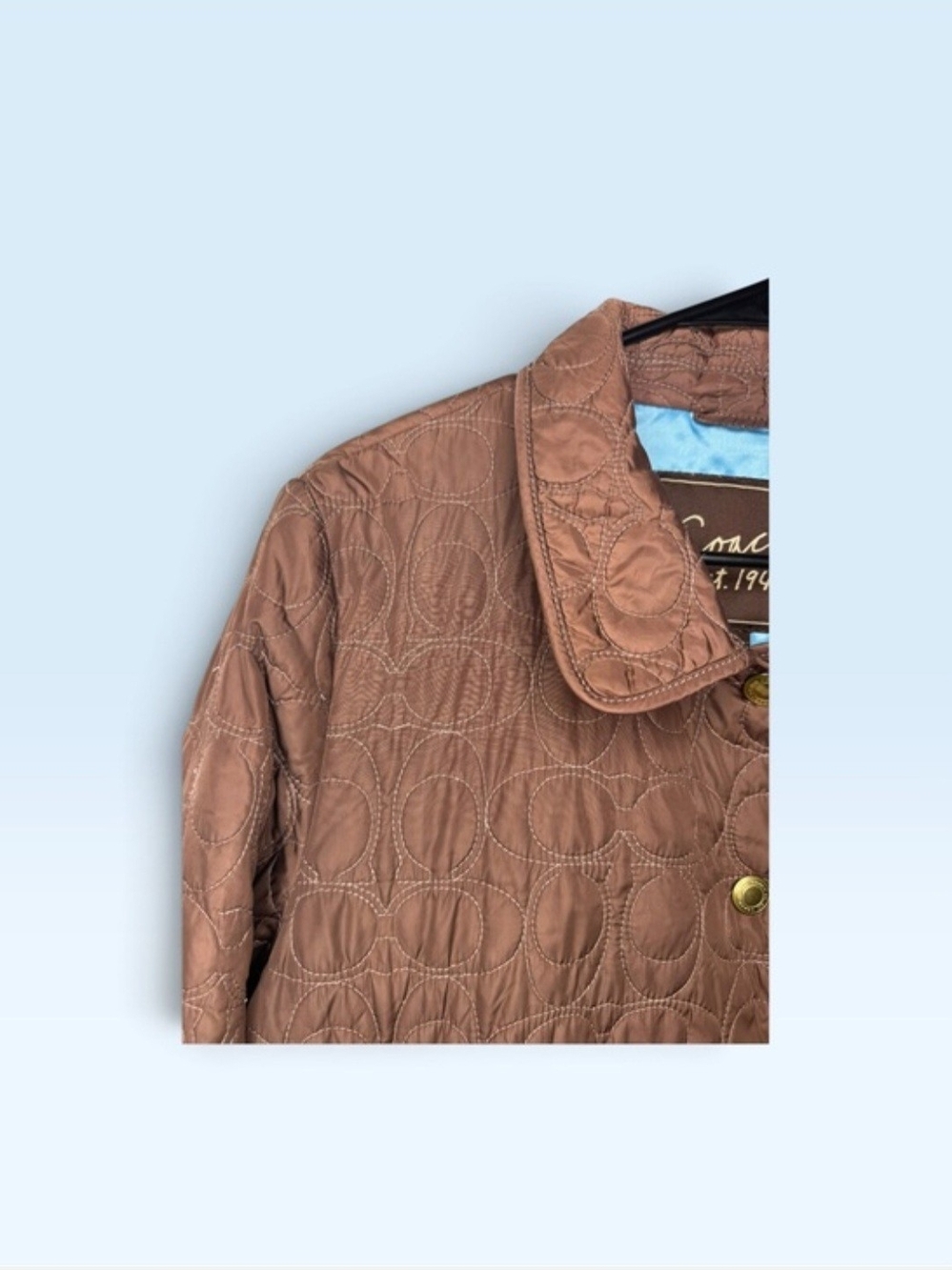 Coach Signature C Brown Quilted Snap-Front Jacket - Like New - Picture 3 of 7